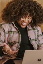 woman working on laptop