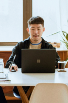 man working on laptop