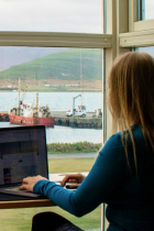 woman working on laptop