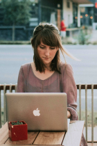 woman working on laptop